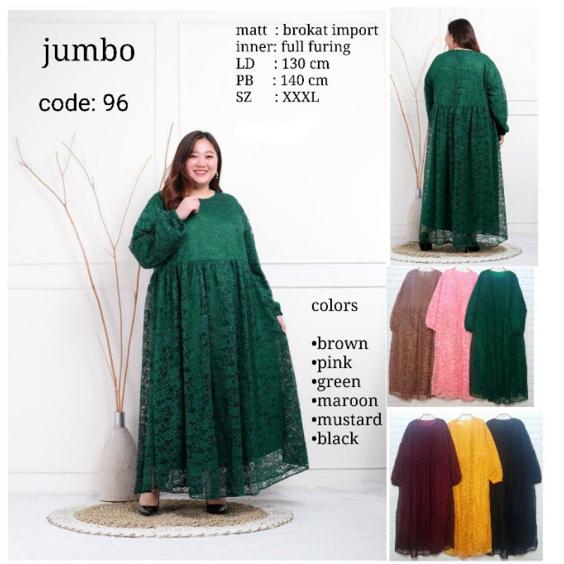 gamis brokat jumbo Ld 130cm