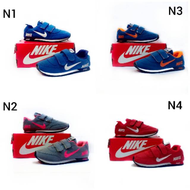 Sepatu Anak Nike Size 31 - 35 Keren Merah Biru Hitam Cewek Cowok Perempuan Laki Sekolah TK