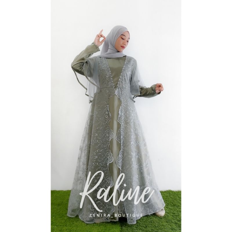 RALINE GAUN PESTA / Full Tulle bordir aplikasi payet / baju kondangan / wisuda / bridesmaids