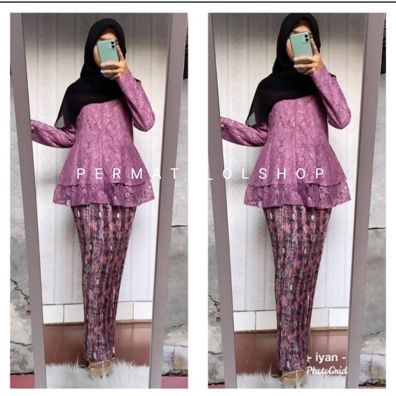 Set Kebaya Peplum Modren - Kebaya Brukat - Kebaya Wisuda