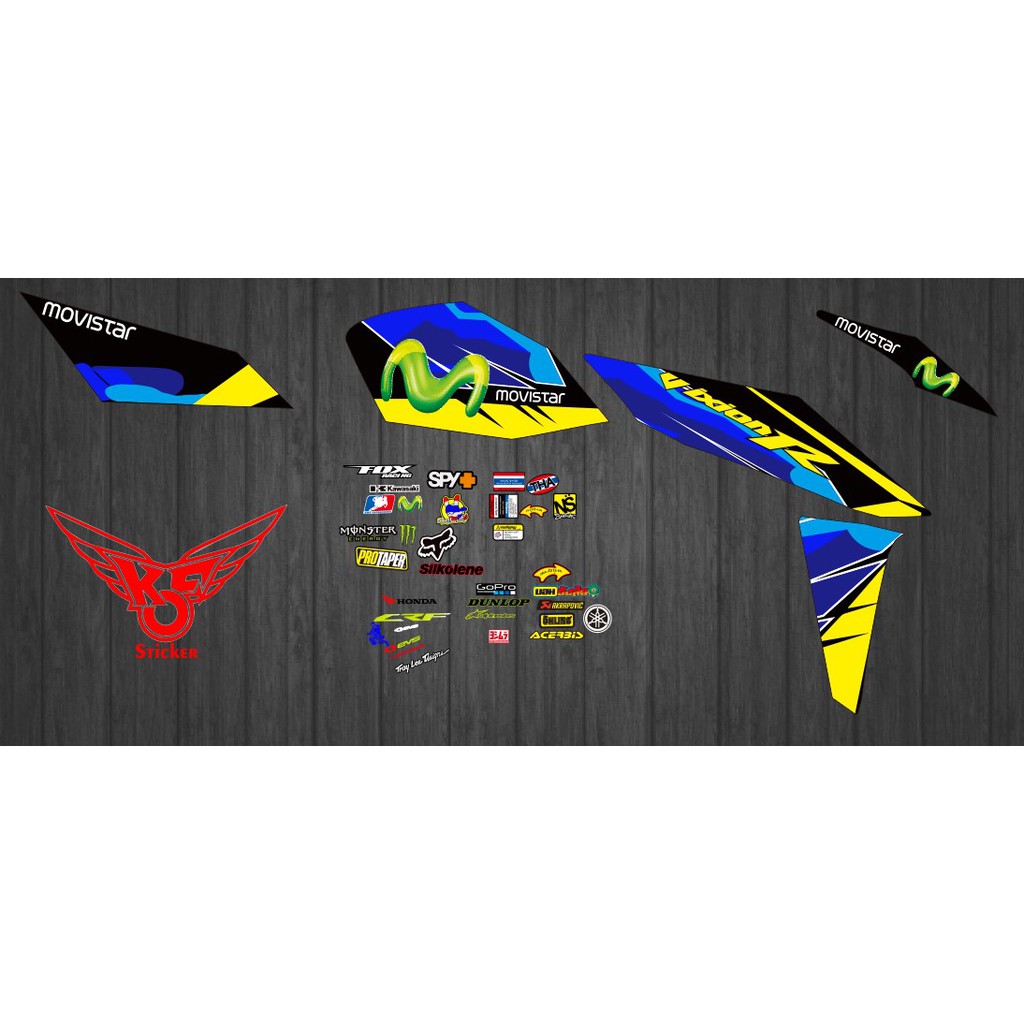 STRIPING STIKER VIXION NVA BERTULISKAN VIXION R MOVISTAR