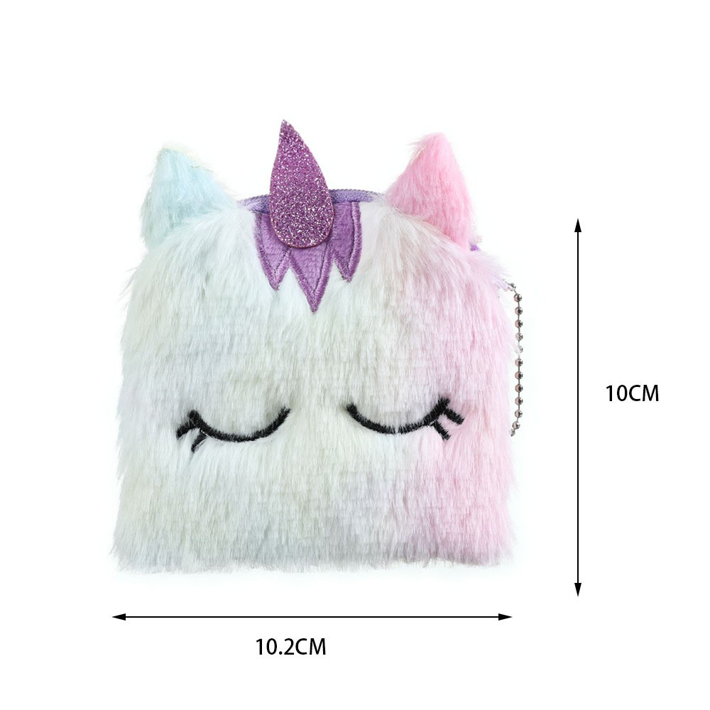 Dompet Koin kartu kunci unicorn Bulu Fluffy TU017 Coin Bag anak perempuan