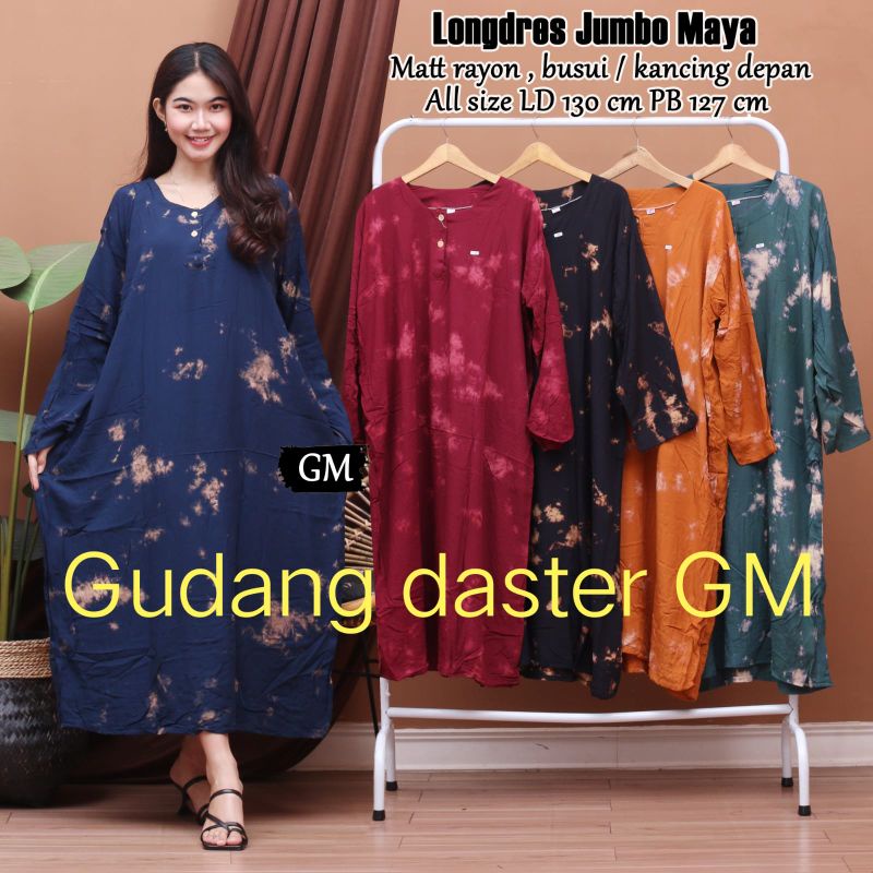 Daster panjang super jumbo oversize ld 130 busui kancing depan kain rayon adem