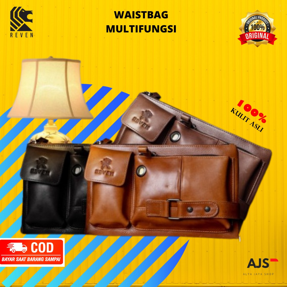 Tas Slempang Selempang Pria Kulit Asli 100% Original WAISTBAG MULTIFUNGSI