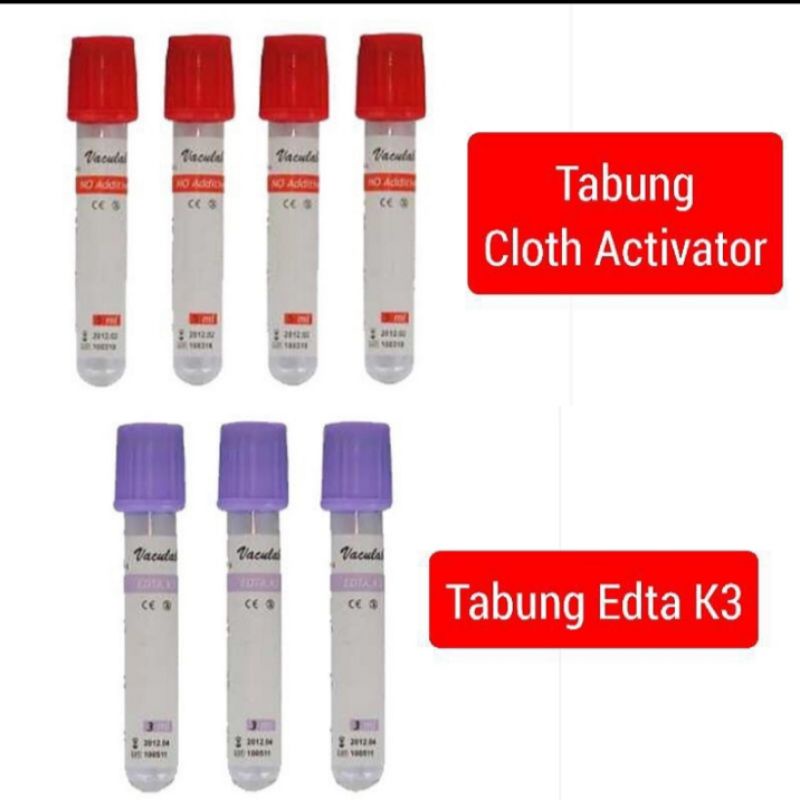 Tabung Vaculab  EDTA K3/ Serum  Cloth Activator  2 ml 3ml 4 ml, Satuan