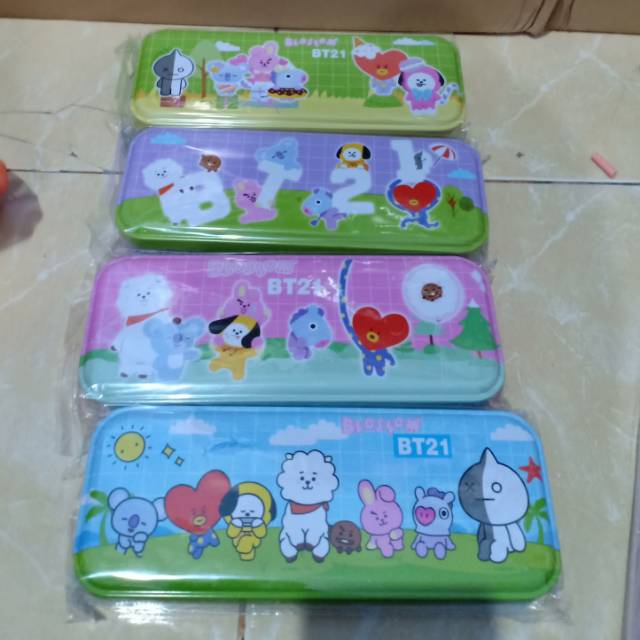 (125gr) tempat pensil / lepak seng besi bt21 animal-1