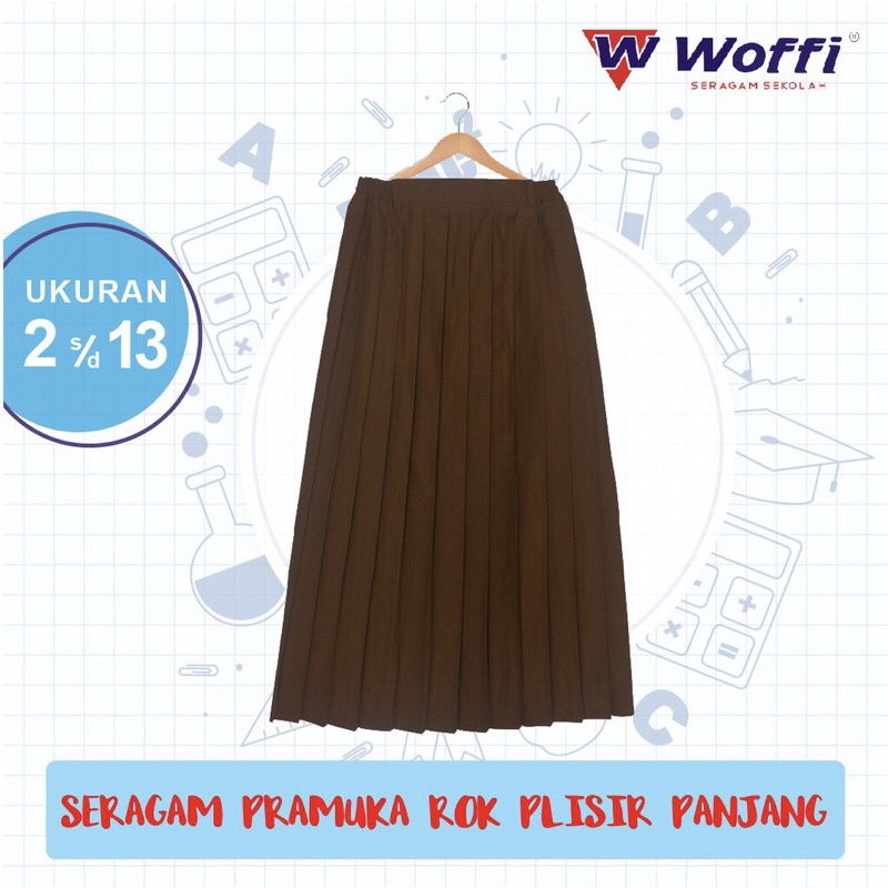 Seragam Pramuka Woffi Rok Plisir Panjang Coklat / ROK PRAMUKA SERAGAM SEKOLAH WOFFI MODEL PLISIR BAHAN KATUN