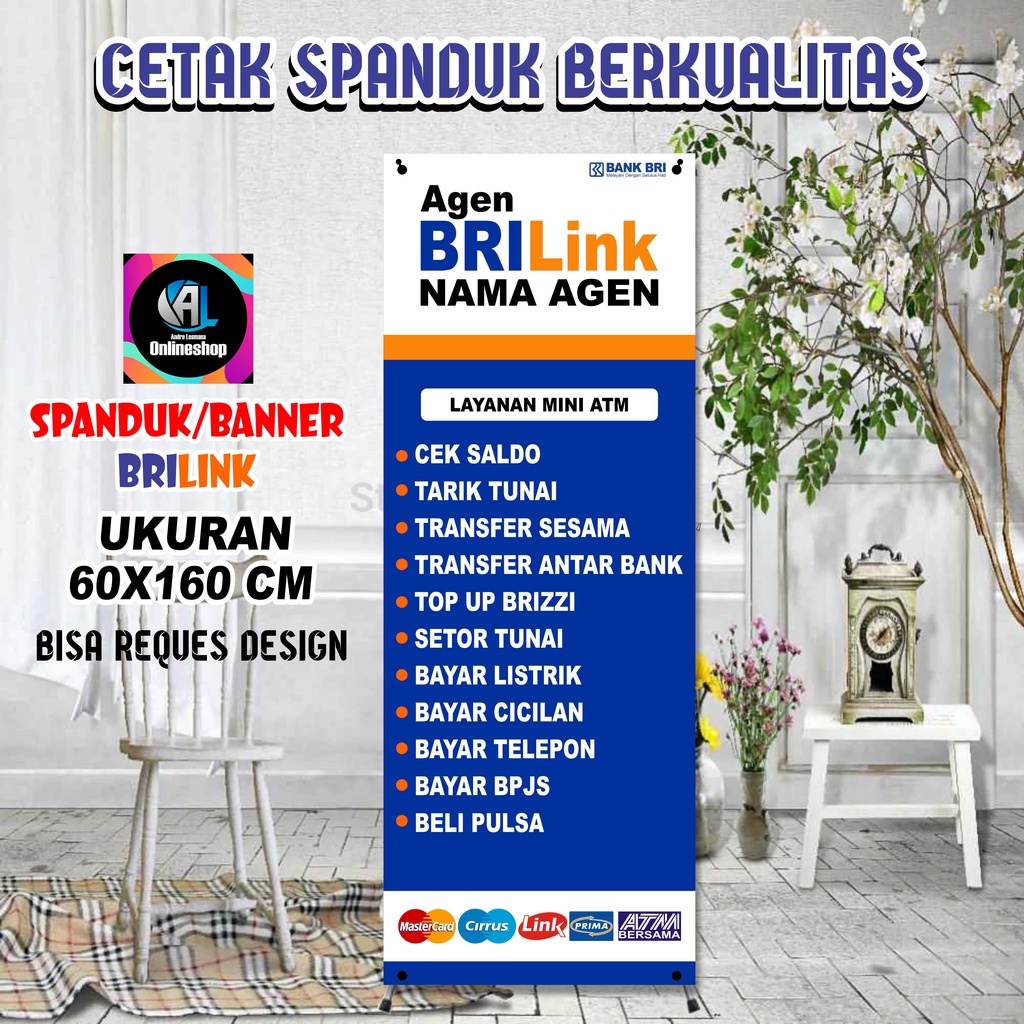 Spanduk, Banner Berdiri, Agen BRILink (Model B)