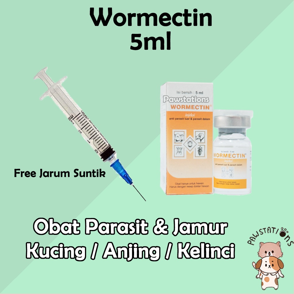 WORMECTIN 5ml Obat Jamur Kucing Obat Cacing Kucing Obat Parasit Kucing Obat Jamur Anjing Obat Cacing Anjing Obat Parasit Anjing Obat Jamur Kelinci Obat Cacing Kelinci