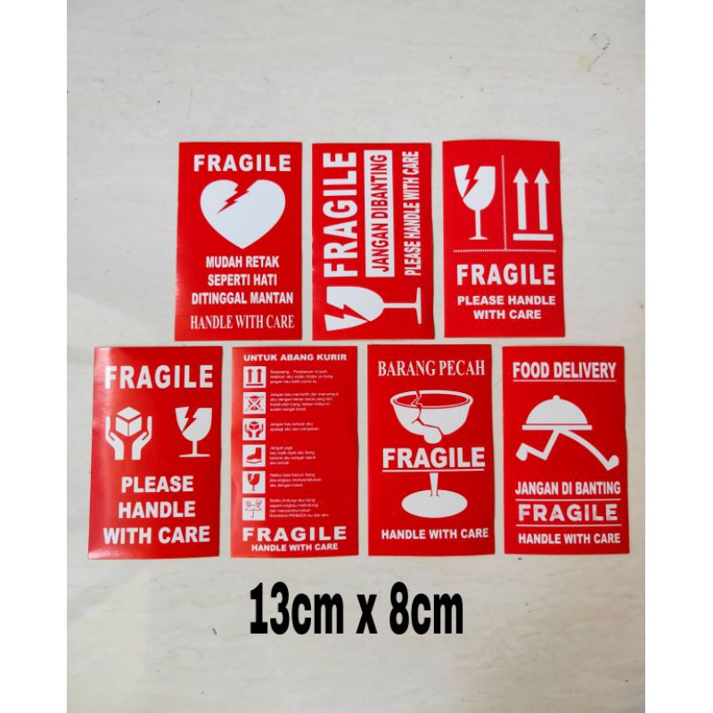 Stiker Fragile / Jangan Dibanting Untuk Pengiriman 100 pcs ukuran 13cm x 8cm