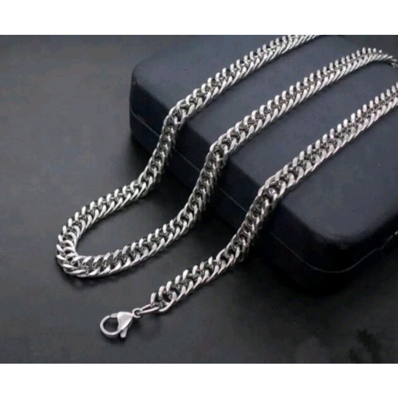 Kalung Titanium model rantai/Kalung Titanium anti karat  (9  mm)