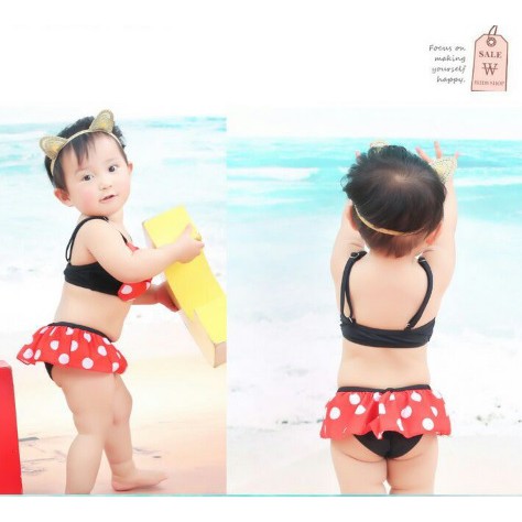 Baju renang anak / bikini anak import motif minnie mouse(tanpa topi)