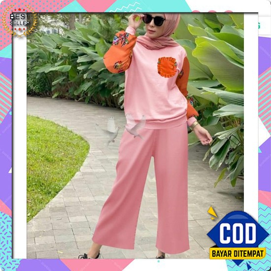 Salma Long Set Setelan Tunik Setelan Muslim Murah Setelan Muslim Kekin Set Deenaya / Setelan Wanita