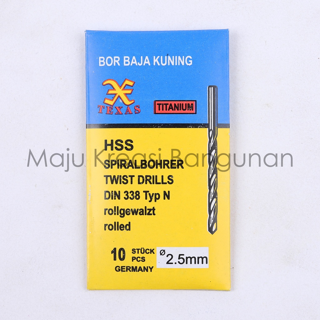 Mata Bor Besi Baja Kuning 2.5mm 2.5 mm Kuningan Twist Drill Titanium 2,5mm 2,5