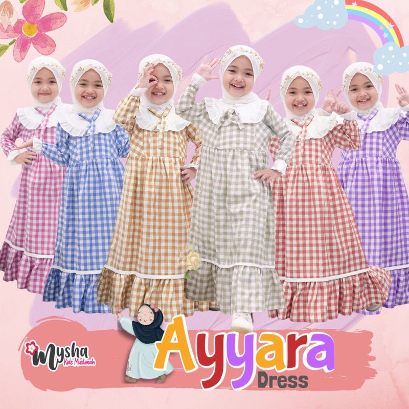 GAMIS ANAK PEREMPUAN MOTIF KOTAK FASHION ANAK BAJU MUSLIM ANAK PEREMPUAN SIMPLE