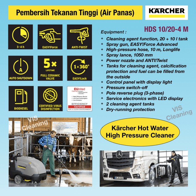 Hot Water High Pressure Cleaner Karcher HDS 10/20-4 M (200 Bar max)