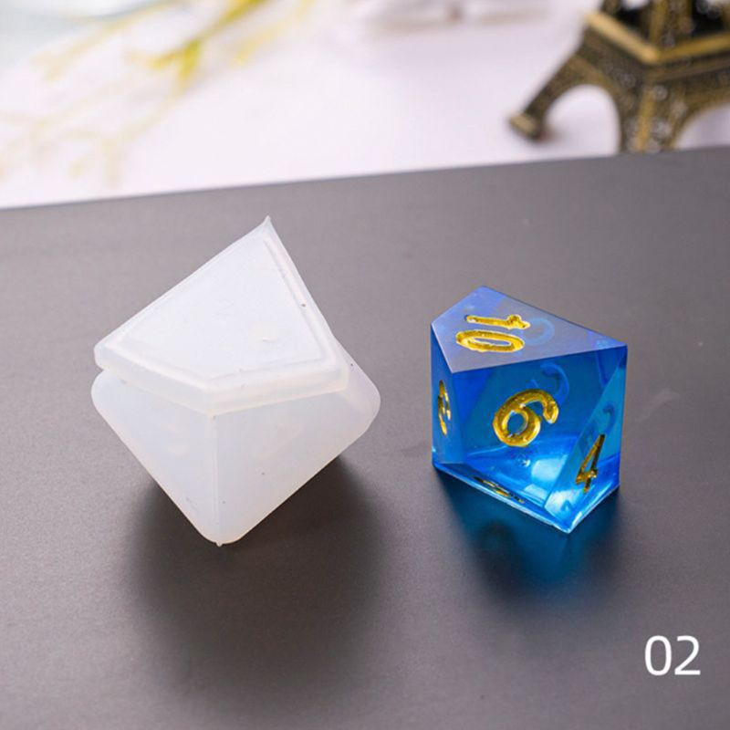 Glitter DIY Crystal Epoxy Mold Dice Fillet Shape Multi-spec Digital Game High Mirror dice mold silicone Mould Making