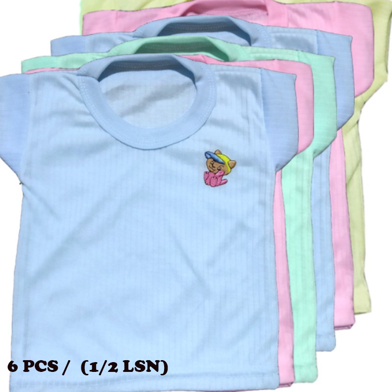 1 Lusin / 6 Pcs Kaos Oblong Bayi Model Salur - Baju Oblong