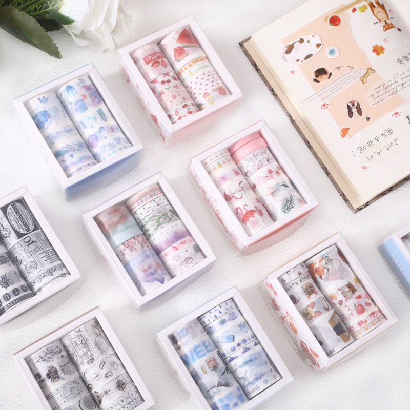 

BAYAHXX 10gulungan Seri Warna Kreatif Pita Kertas DIY Jurnal Scrapbooking Tape