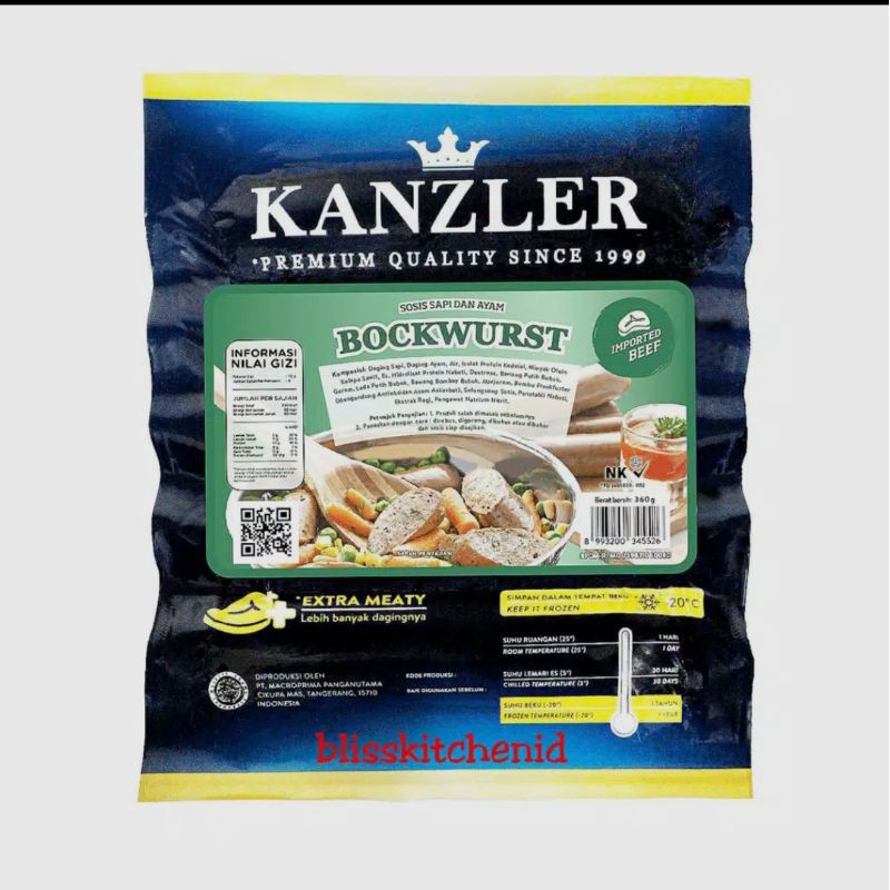 

KANZLER PREMIUM SAUSAGE BOCKWURST 360 GRAM / FROZEN FOOD