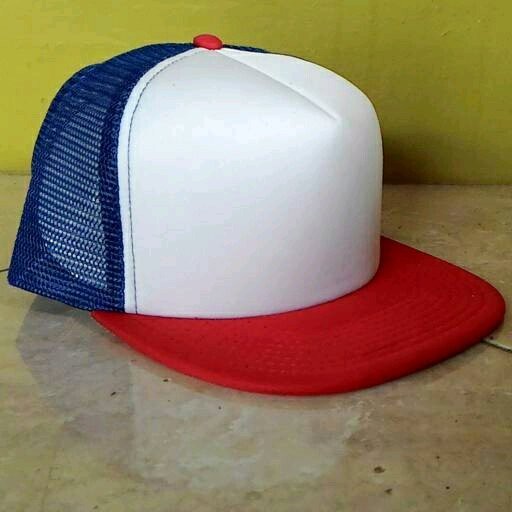 TOPI SNABACK BELAKANG JARING PUTIH MERAH BIRU POLOS