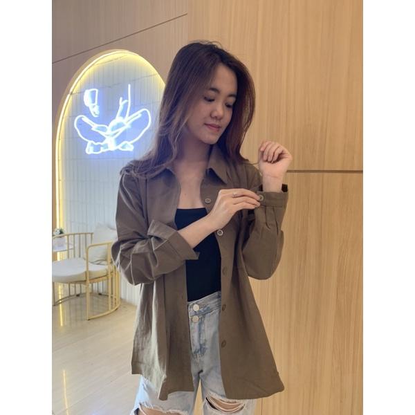 Ye-jin oversize shirt | Atasan kemeja Linen basic pocket button