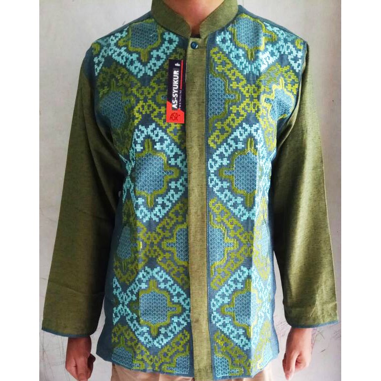 Baju Koko Lengan Panjang Bordir Premium