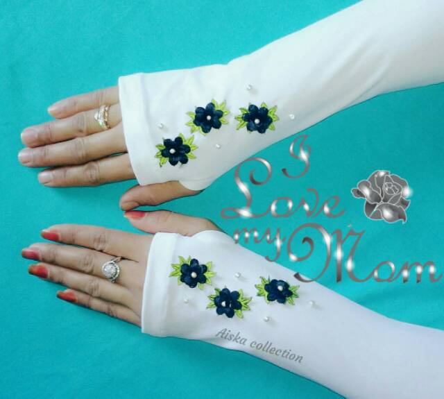 New Handshock MELATI FLOWERS MUTIARA /jempol melati mutiara/Manset lengan bunga cantik/manset muslim