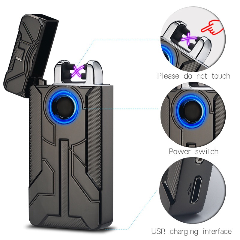 Korek Api Elektrik Iron Man Touch Pulse Plasma USB Lighter - HY-7030