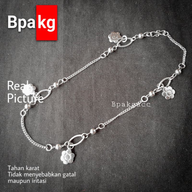 Gelang kaki ovl Gelang wanita anti karat Gelang Besi putih asli silver murah cewek cantik unik bunga