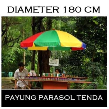 Payung Pantai Pelangi / Payung Warung Pedagang Kaki Lima serbaguna Ukuran 180 cm - Payung Tenda Parasol