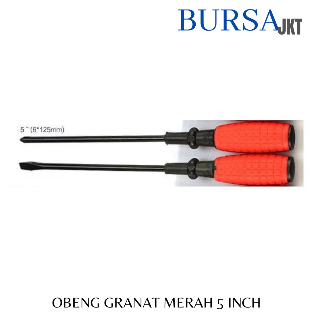 OBENG KARET MODEL GRANAT MERAH 5 MM PANJANG 200 MM MINUS -