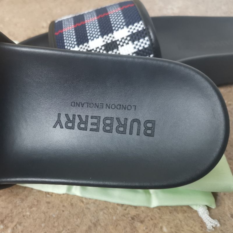 sandal pria burberry sendal cowok selop flat slide mirror quality terbaru