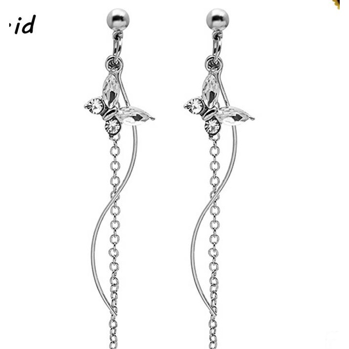 Anting Berlian Kristal Anting Kupu Kupu Long Earrings