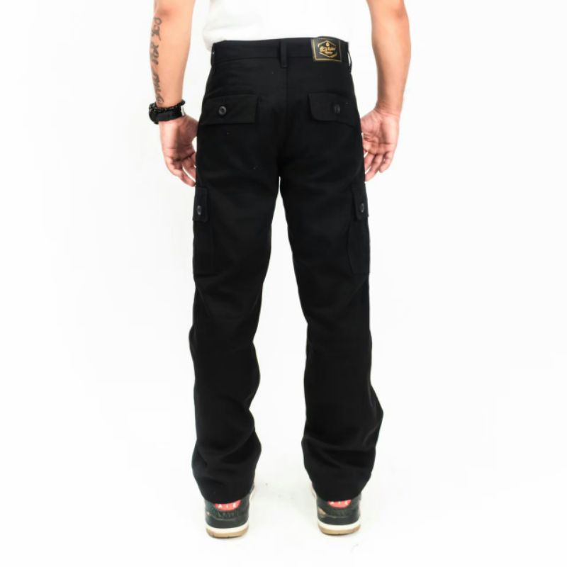 Wisdom Project - Celana Kargo Standar Reguler Fit  Original Non Stretch Canvas premium - Black