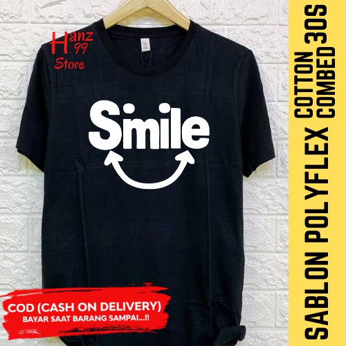 Kaos Wanita Lengan Pendek Baju Murah Warna Hitam Smile
