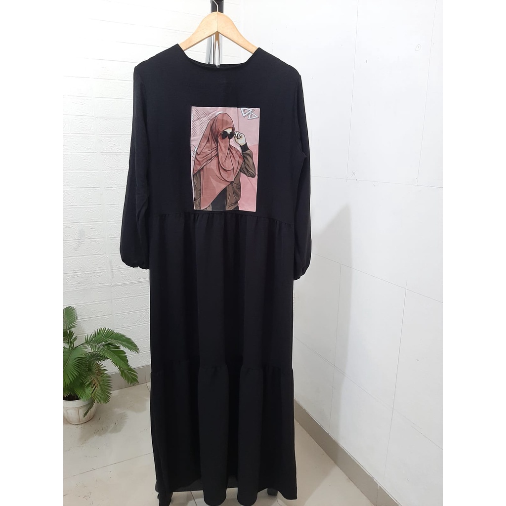 GAMIS WANITA SORAYA DRESS WANITA GAMIS BAHAN CRINKLE APLIKASI SABLON GAMIS CRINKLE WANITA TERBARU 2023 KEKINIAN / DRESS WANITA APLIKASI SABLON / MAXI DRESS JUMBO LENGAN PANJANG / BAJU MUSLIM WANITA MODERN