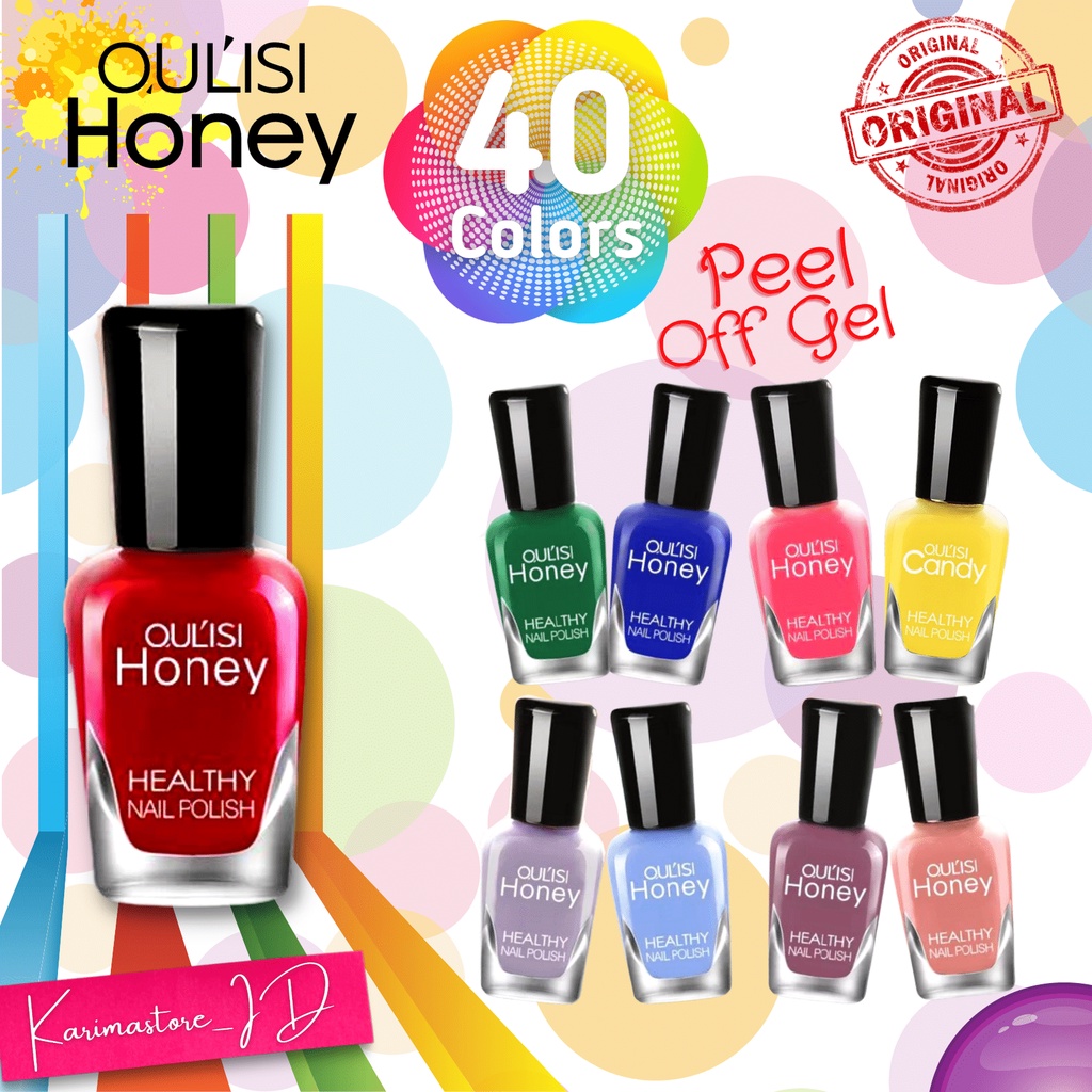 [ORIGINAL] OULISI HONEY 40 WARNA Kutek Halal Peel Off Muslimah | Cat Kuku Water Base | Kutek Peel Off | Peel Off Nail Polish | Cat Kuku bisa dikupas