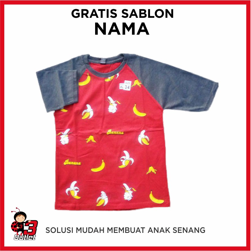 Baju Raglan anak banana. Kaos raglan anak banana custon nama