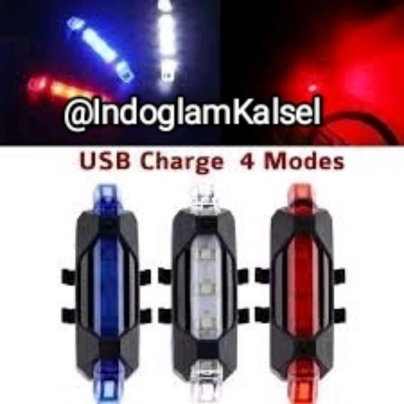 Lampu Belakang Sepeda LED USB Rechargeable Anti Air