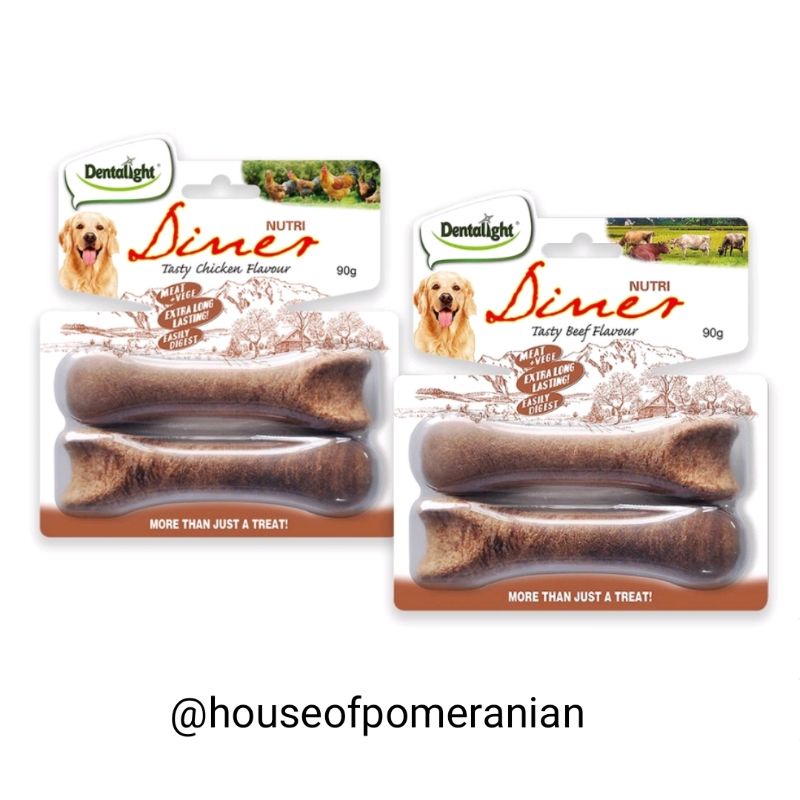 Dentalight nutri diner tasty 90gr dog snack treat bones makanan cemilan anjing tulang beef chicken