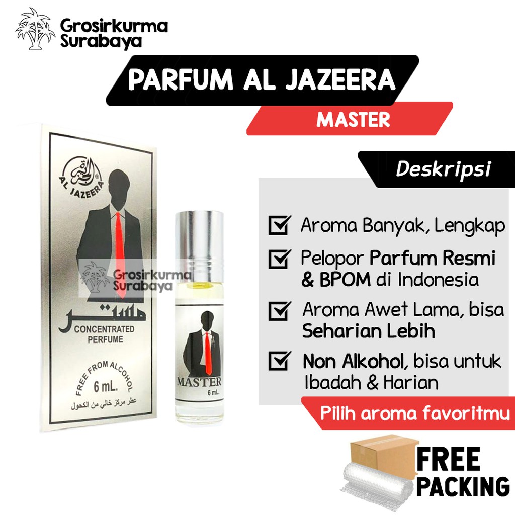 Parfum Laki Al Jazeera MASTER Bossman Non Alkohol 6ml Roll Minyak Wangi Unisex Terdaftar BPOM Aman