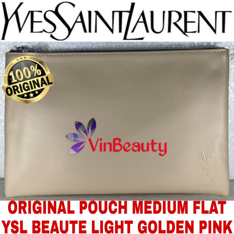 OriginaL Pouch Medium Flat YSL Beaute Light Golden Pink Murah