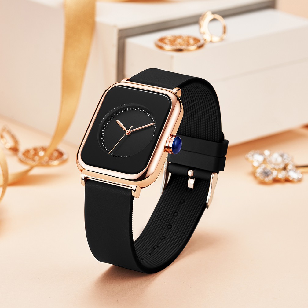 REBIRTH Jam Tangan Wanita Santai Mode Tali Silikon Display Kuarsa Simple Dial Tahan Air Jam Cewek-1