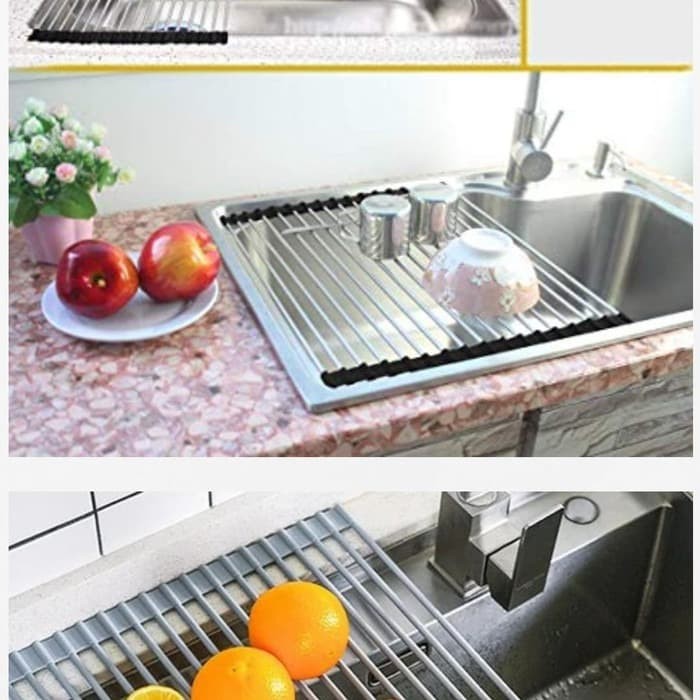 READY Stainless Steel Roll Draining Rack Fruit Vegetable Drain Shelf