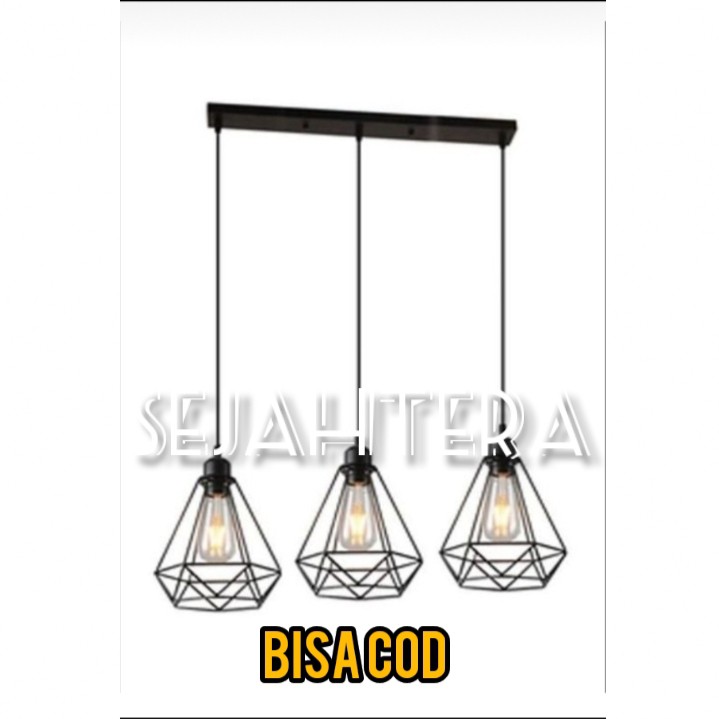 lampu hias gantung diamon 3 cabang bulat