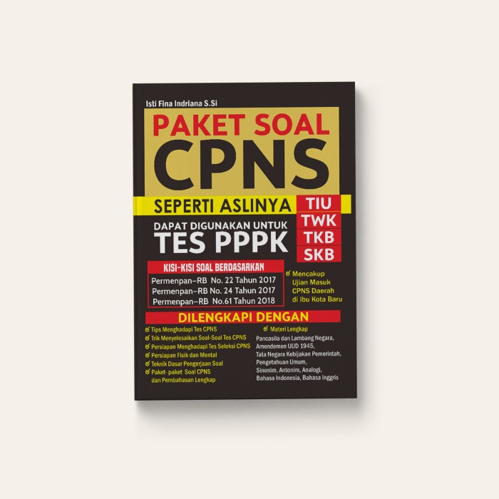 

TURUN HARGA Buku Paket Soal CPNS Seperti Aslinya (TIU, TWK, TKB, SKB) Tahun 2021 KPL171