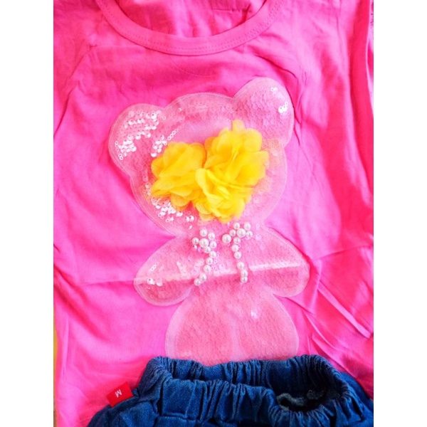 SETELAN ROK JEANS ANAK CEWEK IMPORT 1-5 TAHUN BEAR/ SETELAN ROK JEANS PENDEK ANAK PEREMPUAN IMPORT PREMIUM PERGI JALAN LUCU