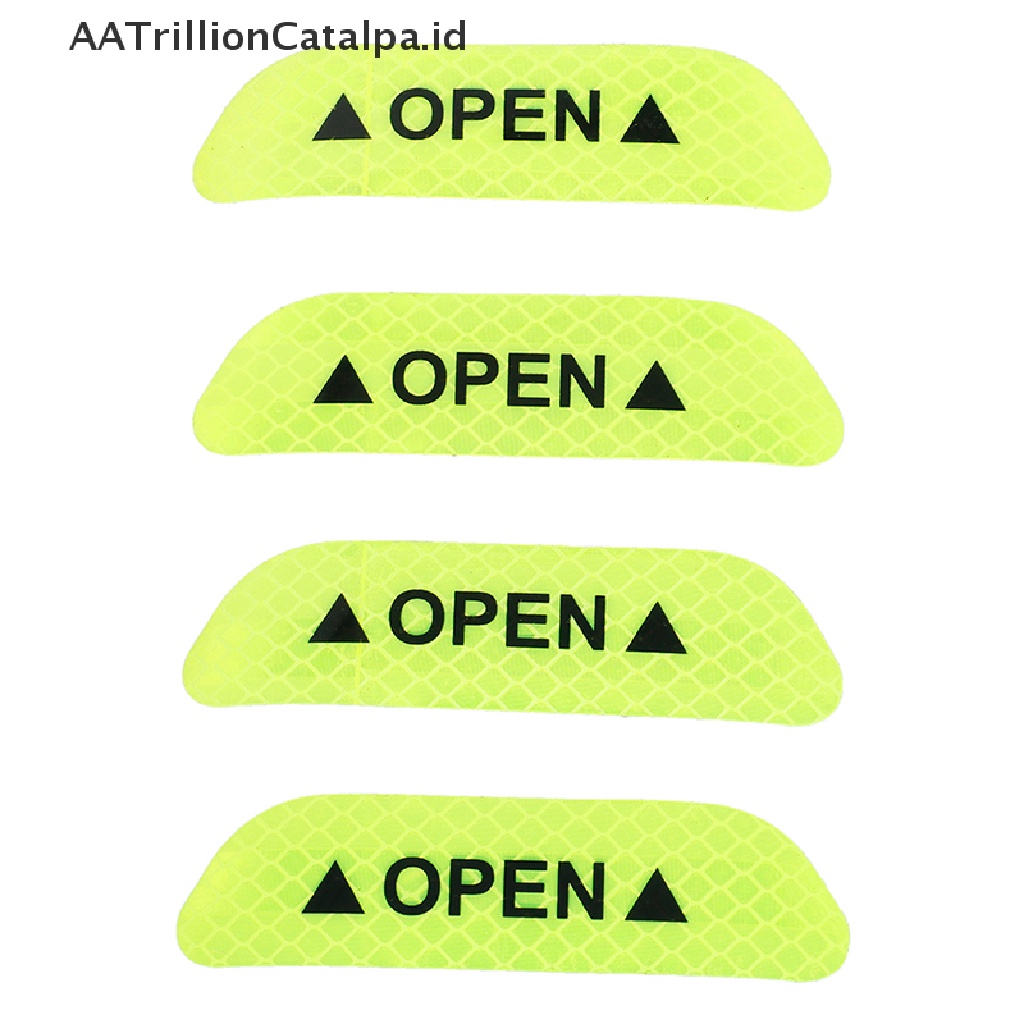 Aatrillioncatalpa 4pcs Stiker tape Reflektif Hijau Fluorescent Untuk Pintu Mobil