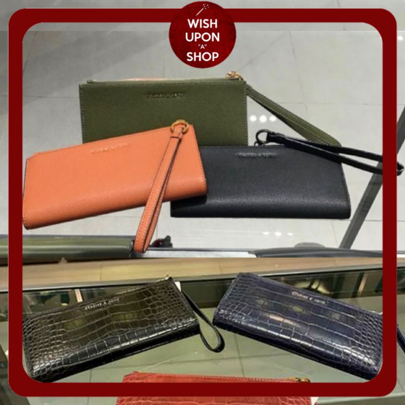 CK Wristlet Long Wallet Zipper + Card Holder / Croc-effect - Polos